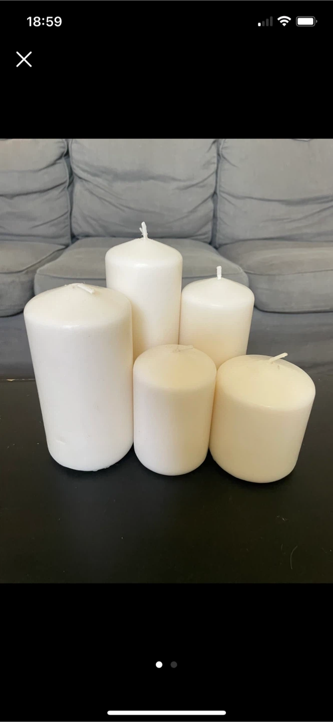 White Pillar Candles - Set of 5