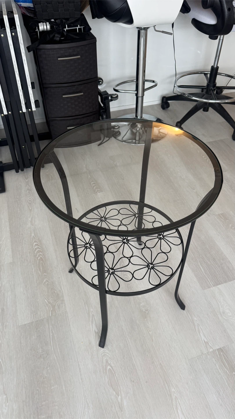Glass Top Side Table - Black Metal Frame - photo 2