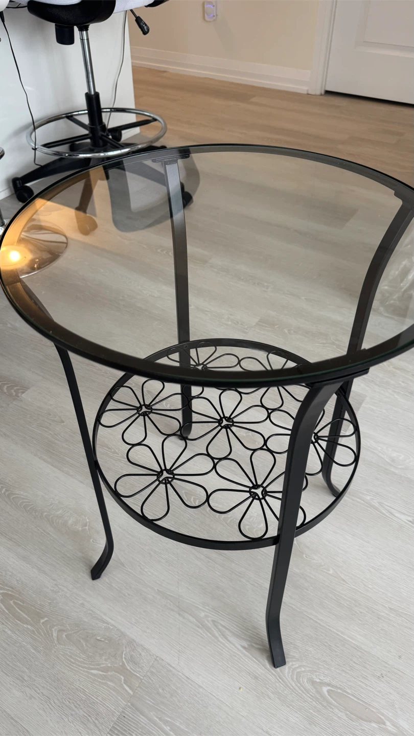Glass Top Side Table - Black Metal Frame - photo 3