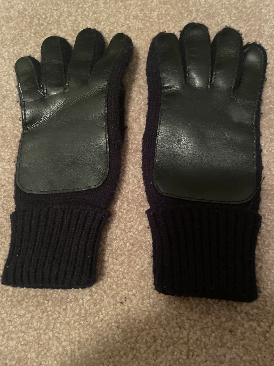 Black Faux Leather Palm Gloves - photo 3