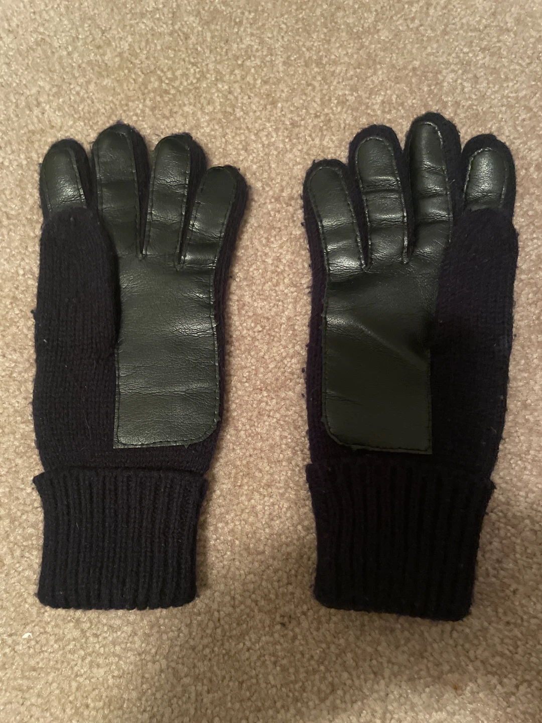 Black Faux Leather Palm Gloves - photo 2