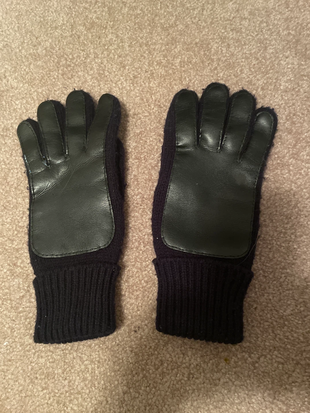 Black Faux Leather Palm Gloves