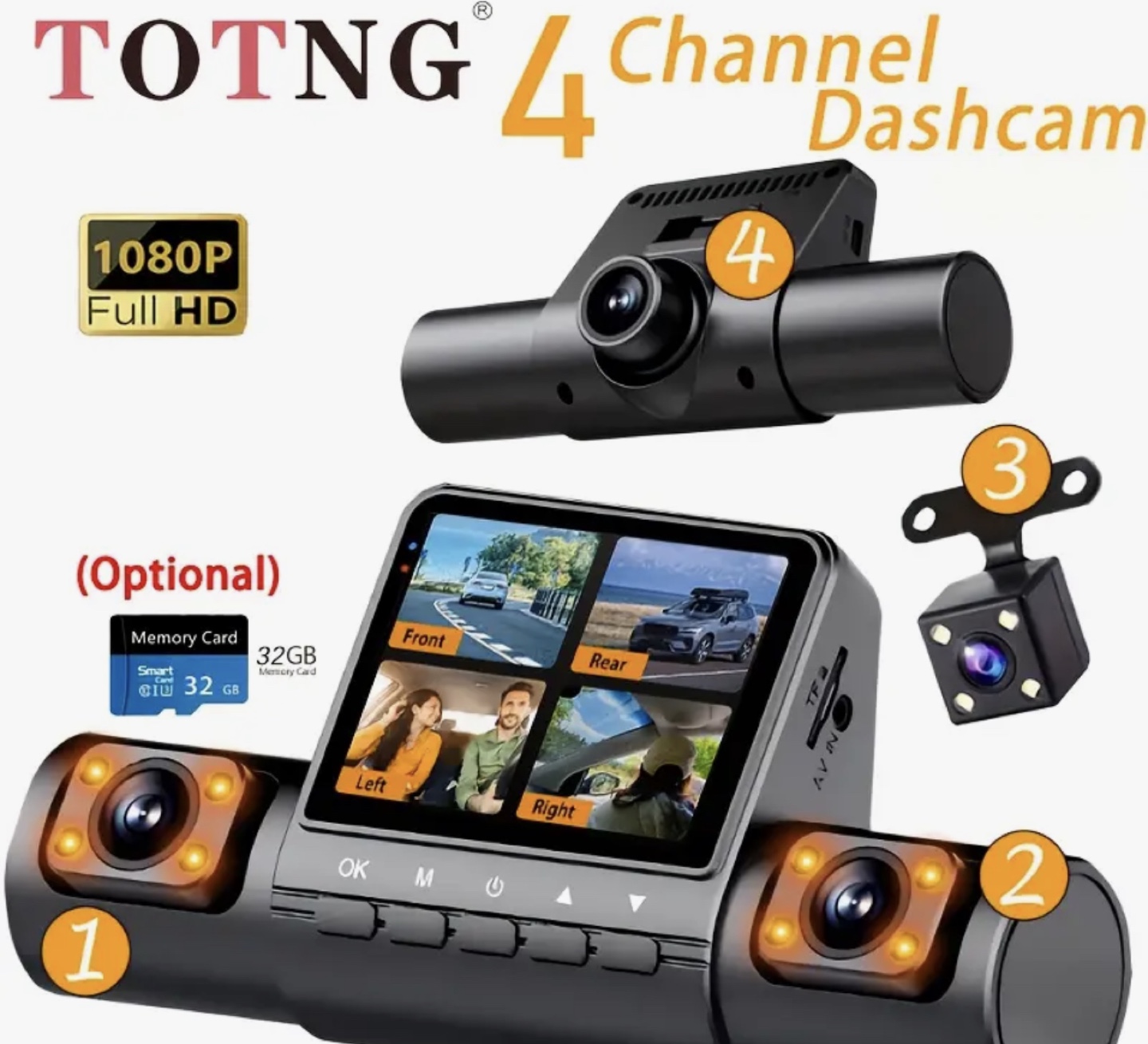 Brand New-4 Channel Dashcam - Full HD
