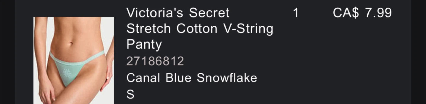 Victoria's Secret Canal Blue Snowflake V-String Panty - S - photo 2