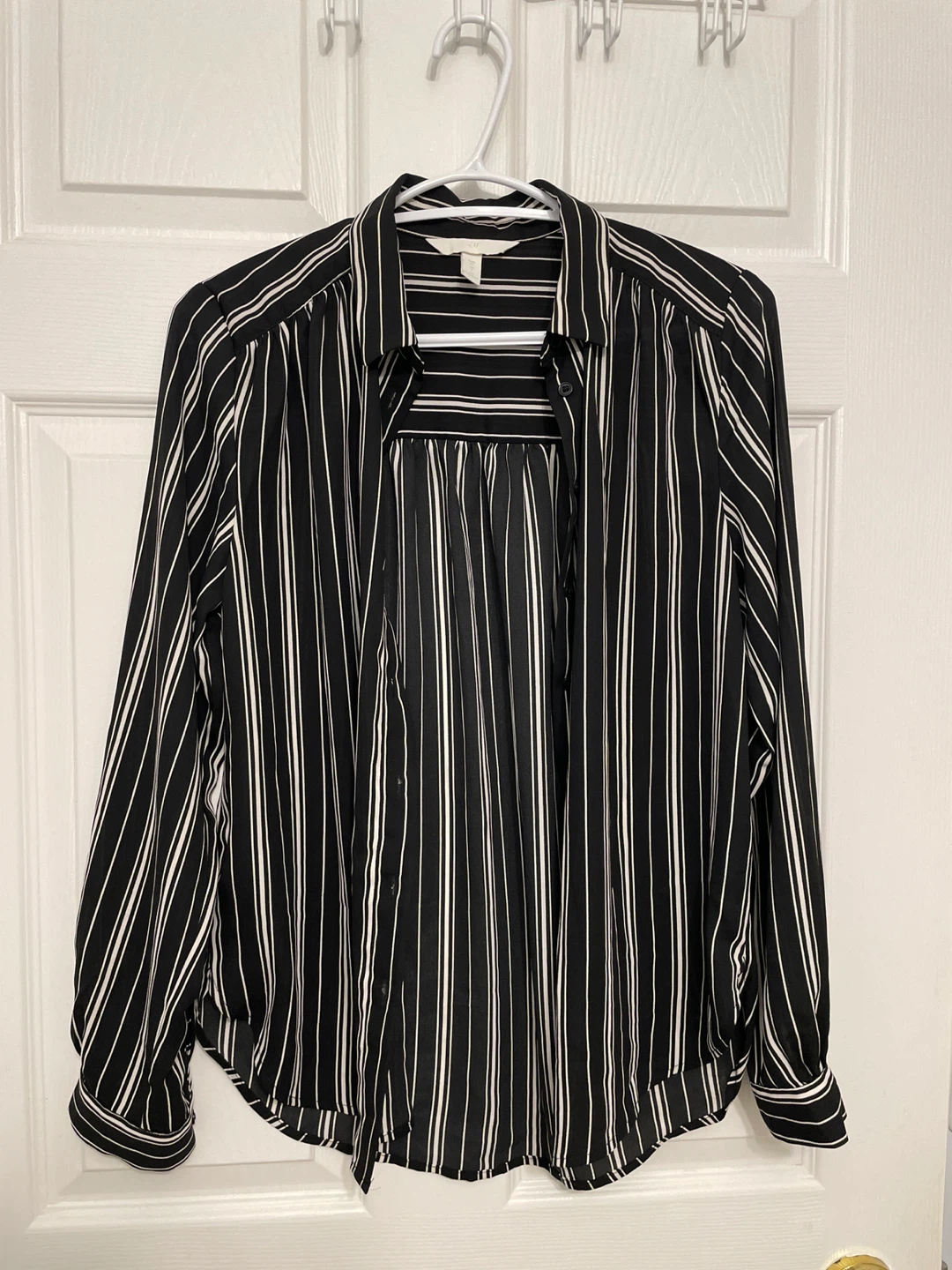 H&M Black & White Striped Blouse - Size 6