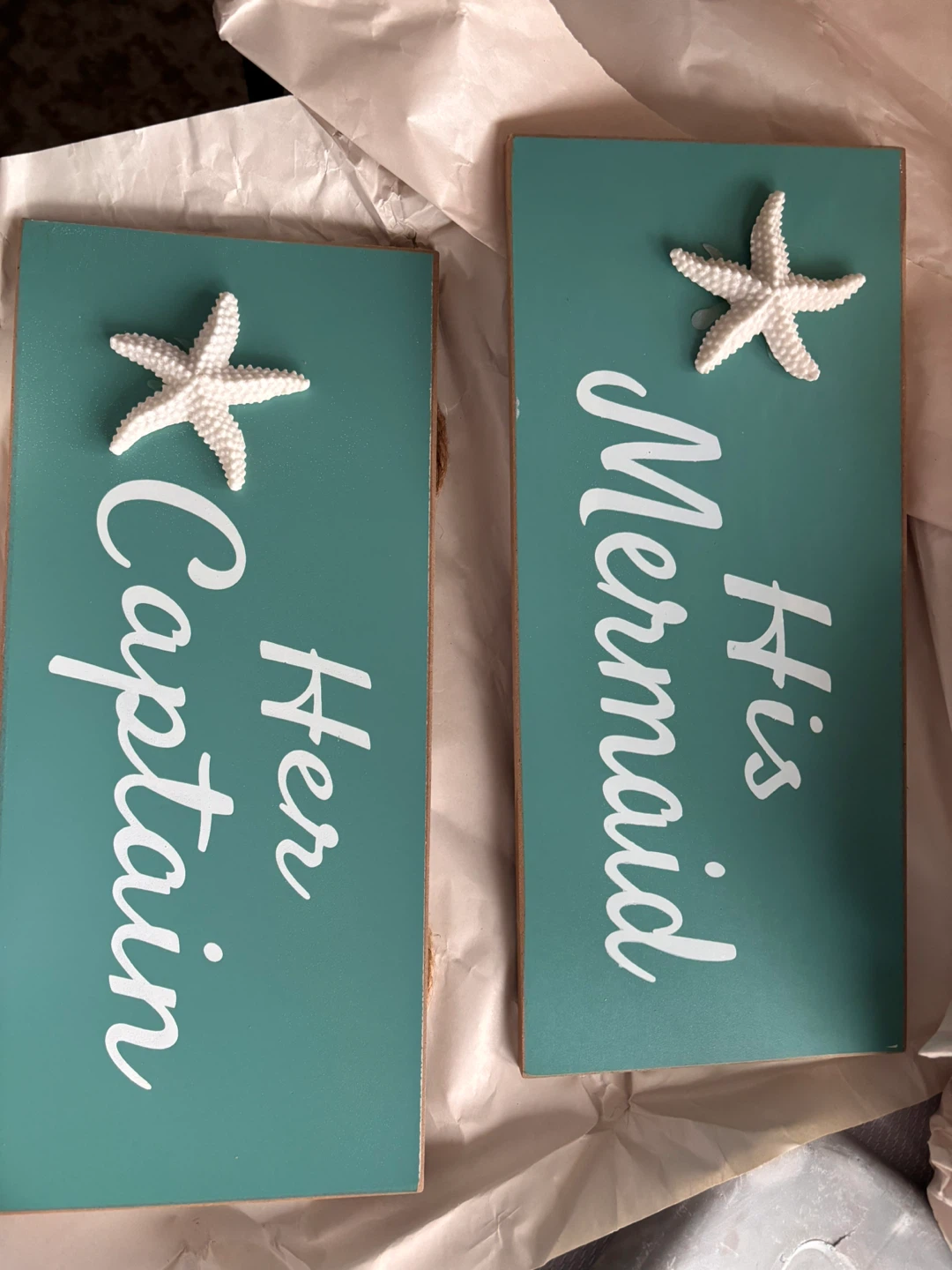 His/Her Mermaid wording decors
