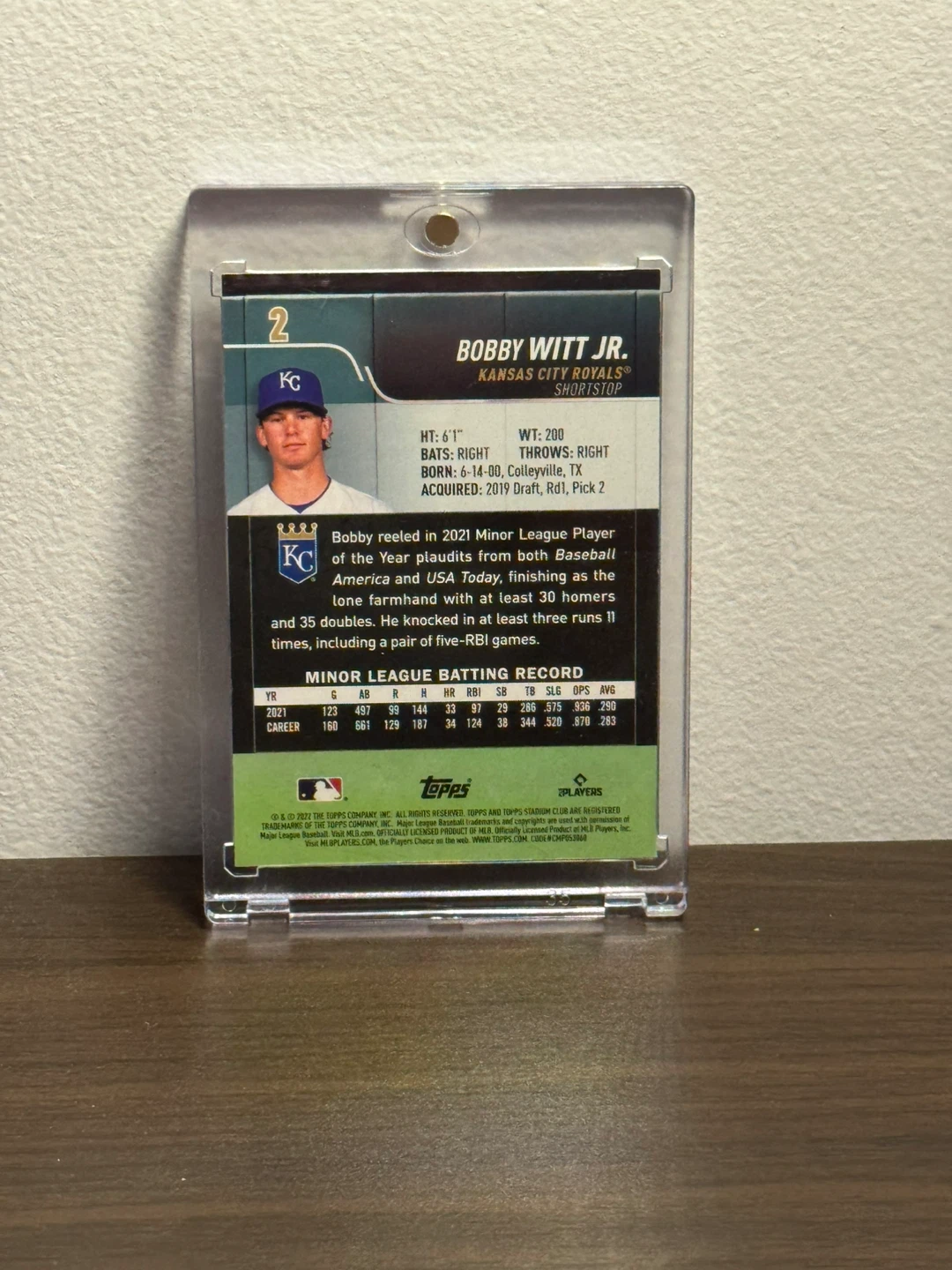 Bobby Witt Jr. Kansas City Royals Baseball Card - photo 2