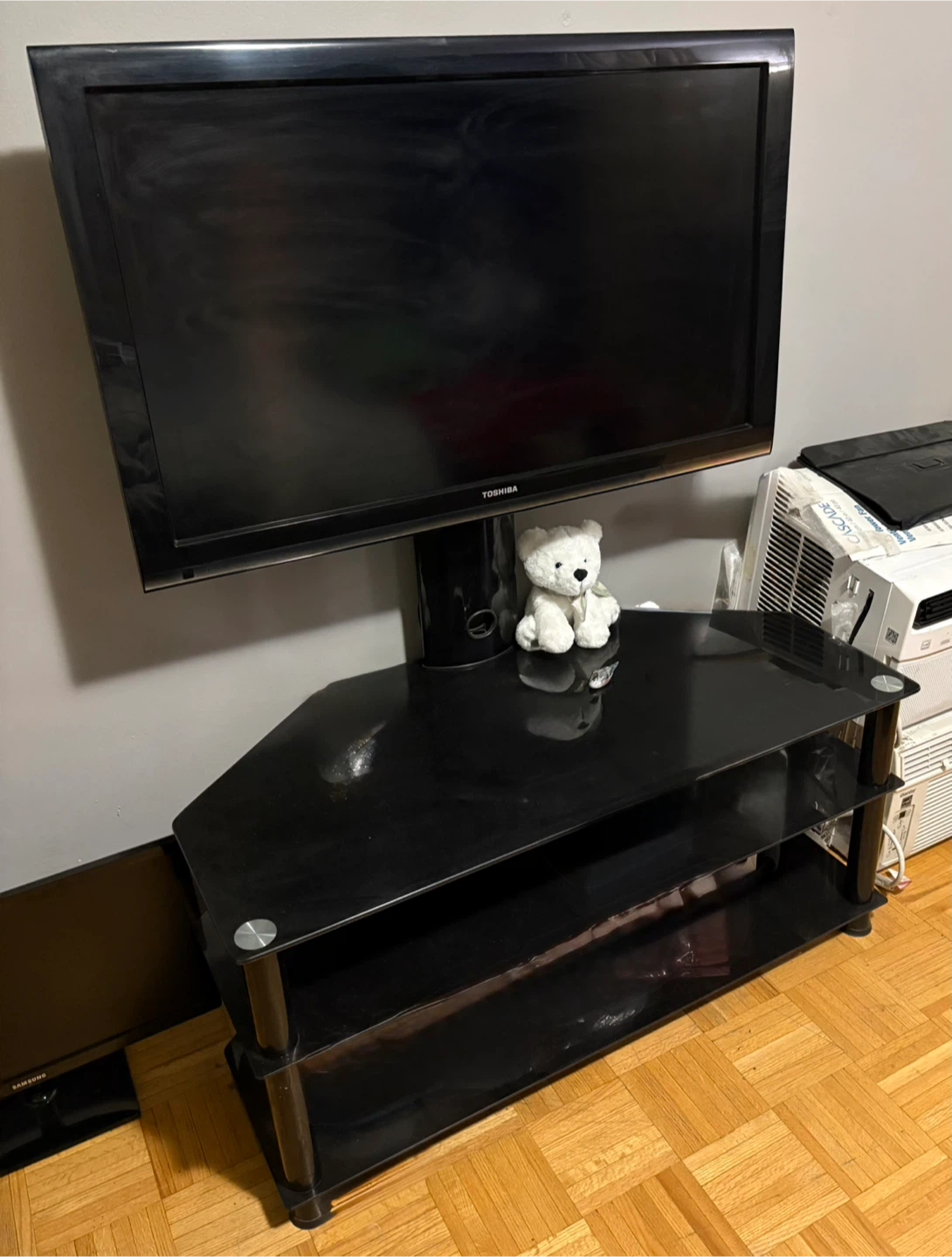 Toshiba TV, Black Glass TV Stand, and Amazon Firestick - photo 3