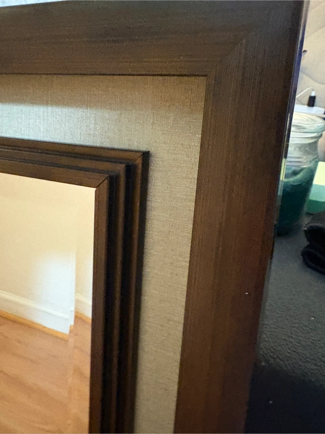 Framed Wall Mirror - Brown & Beige - photo 3