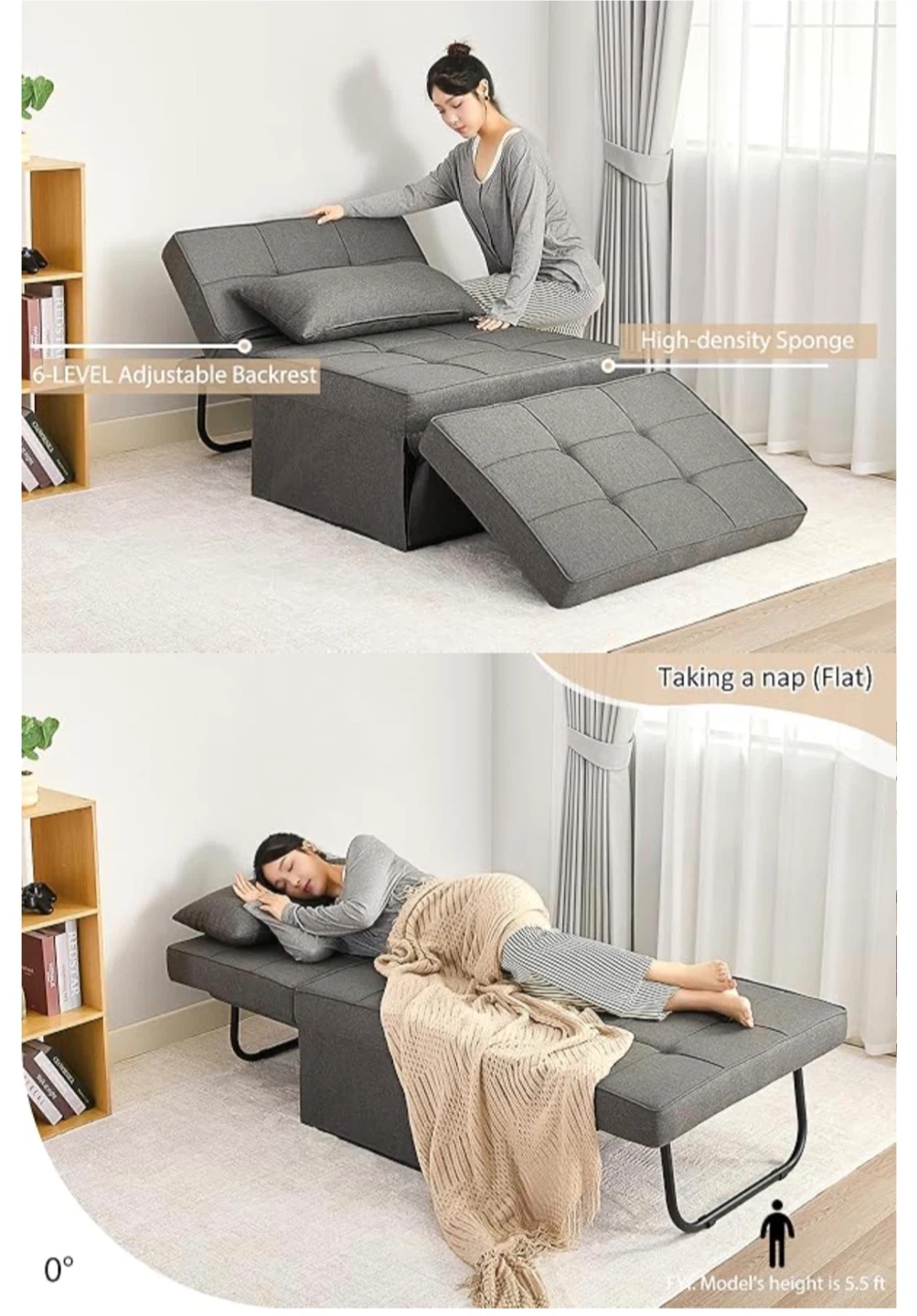 Folding Ottoman with Adjustable Backrest - photo 5