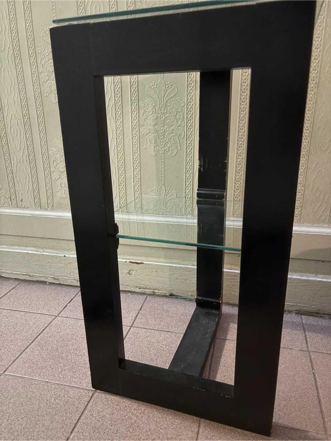 Black Glass Shelf Table