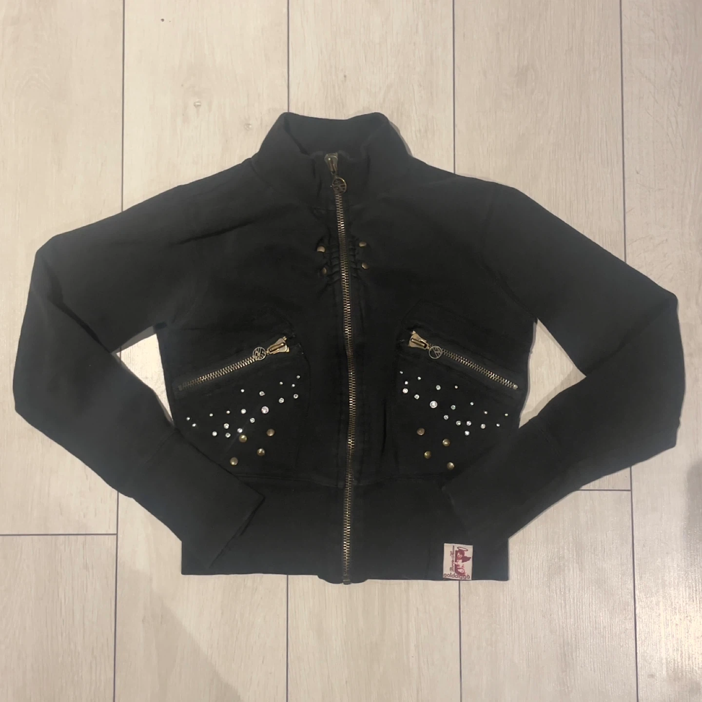 Golddigga Black Floral Zip-Up Jacket - Size S - photo 3