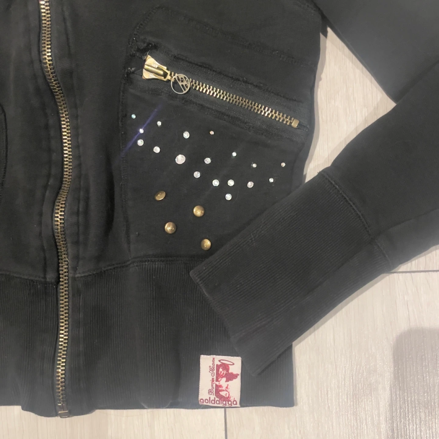 Golddigga Black Floral Zip-Up Jacket - Size S - photo 4