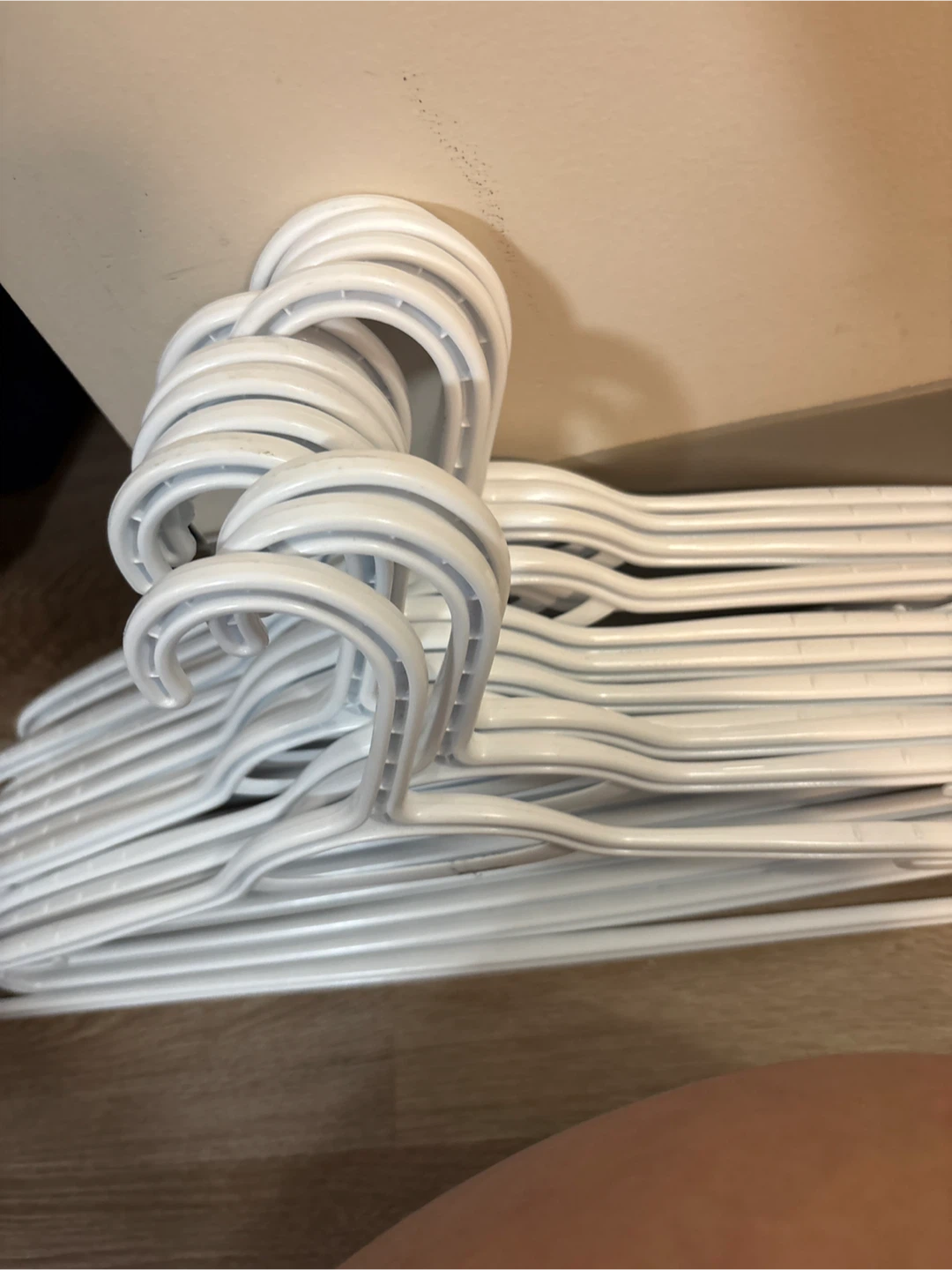 12 White Plastic Clothes Hangers