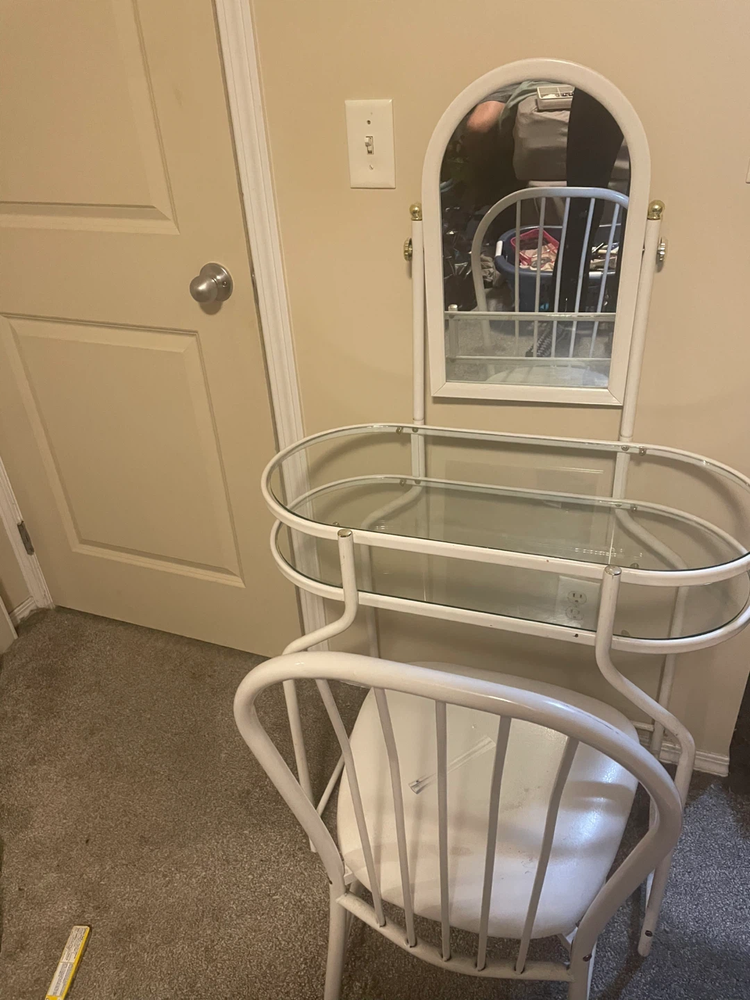 White Vanity Table with Chair