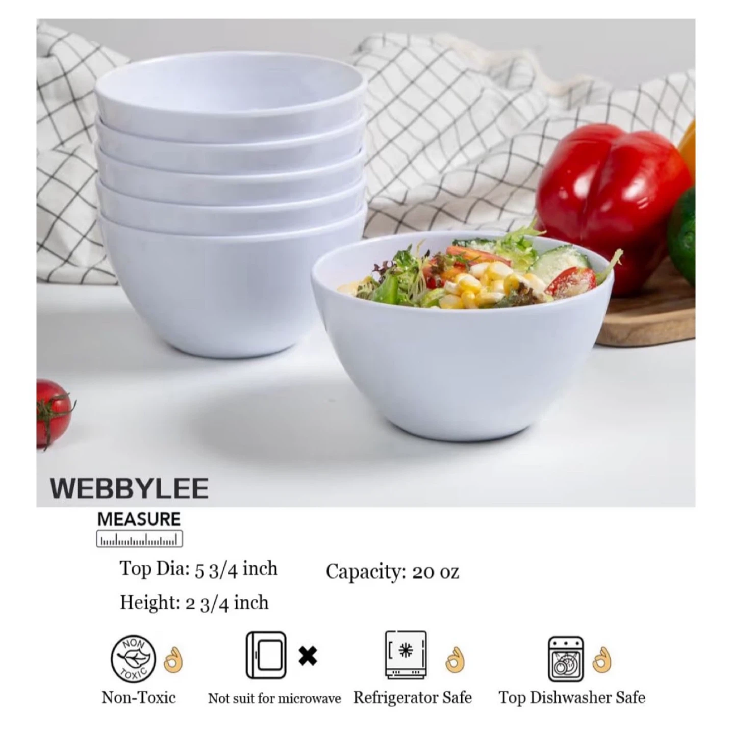 WebbyLee White Bowls (6) - 20 oz - photo 5