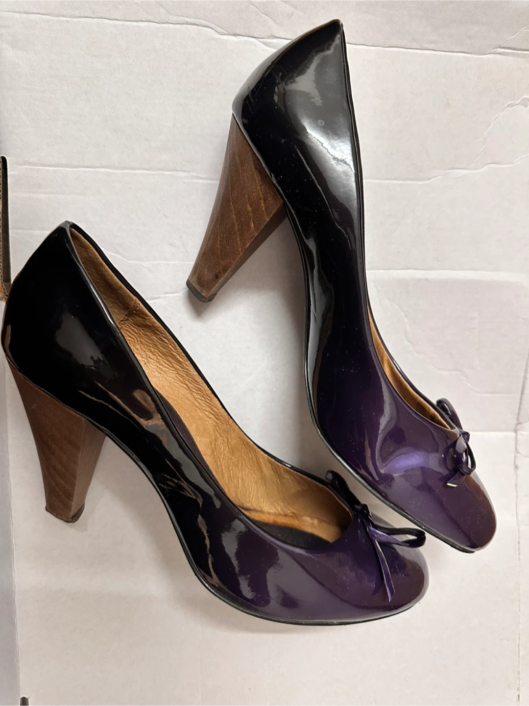 Purple Black Gradation Leather Heels - Size 8 - photo 3