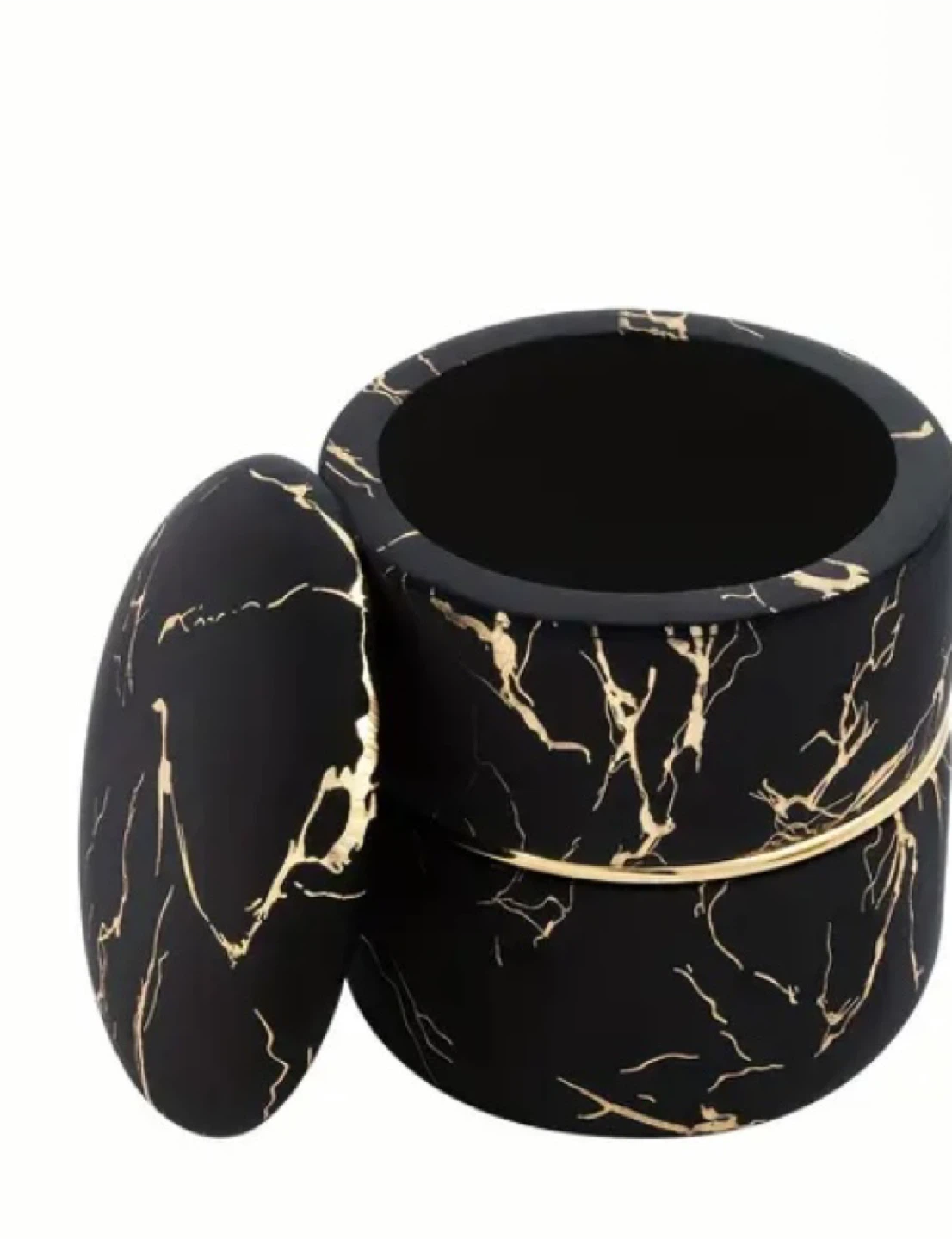 Black & Gold Marble Ottoman with Storage - photo 5