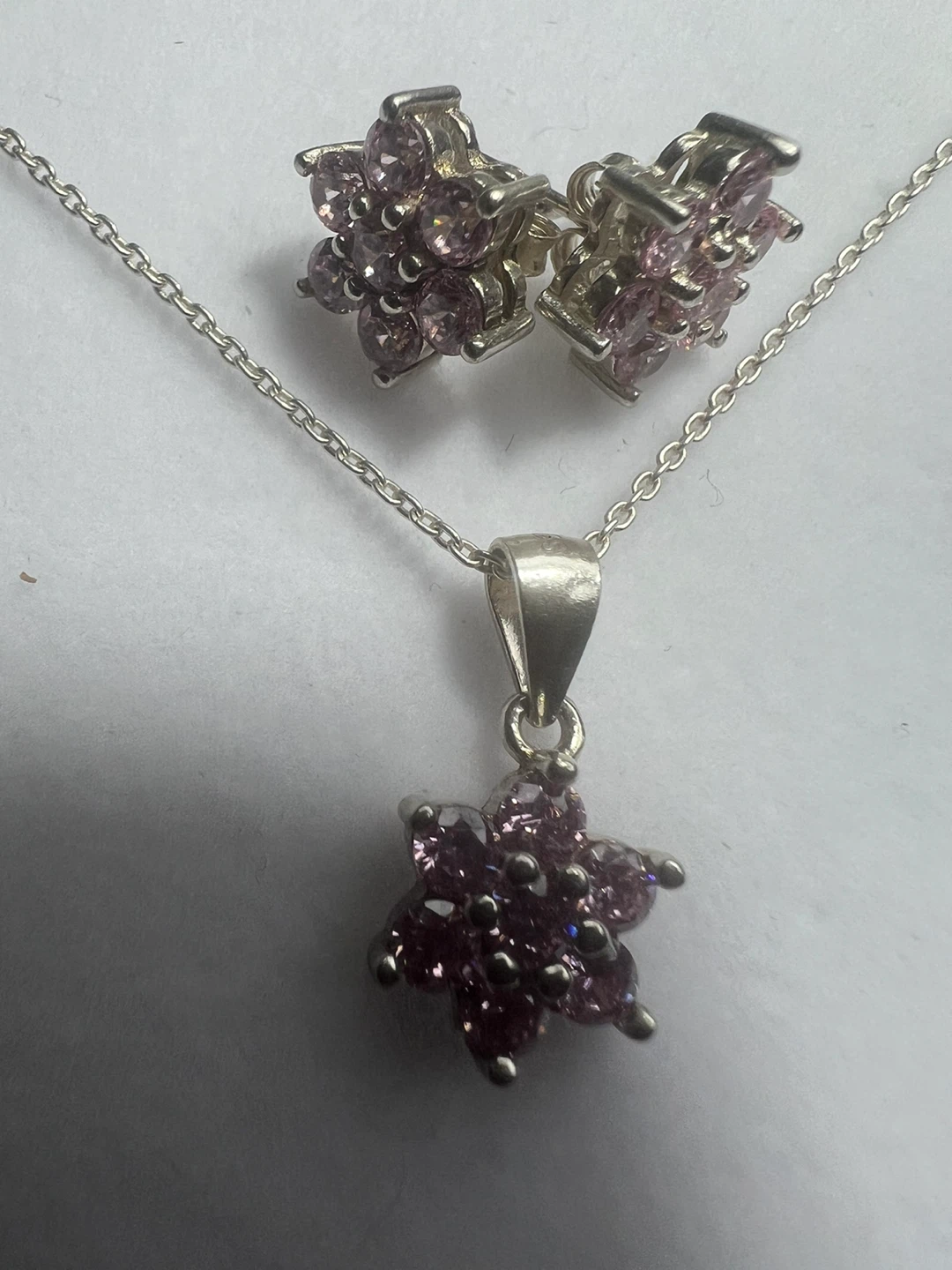 Necklace and Earring Set - Silver & Pink - photo 2