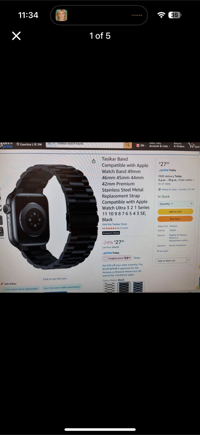 Tasikar Black Stainless Steel Apple Watch Band 49/46/45/44/42mm