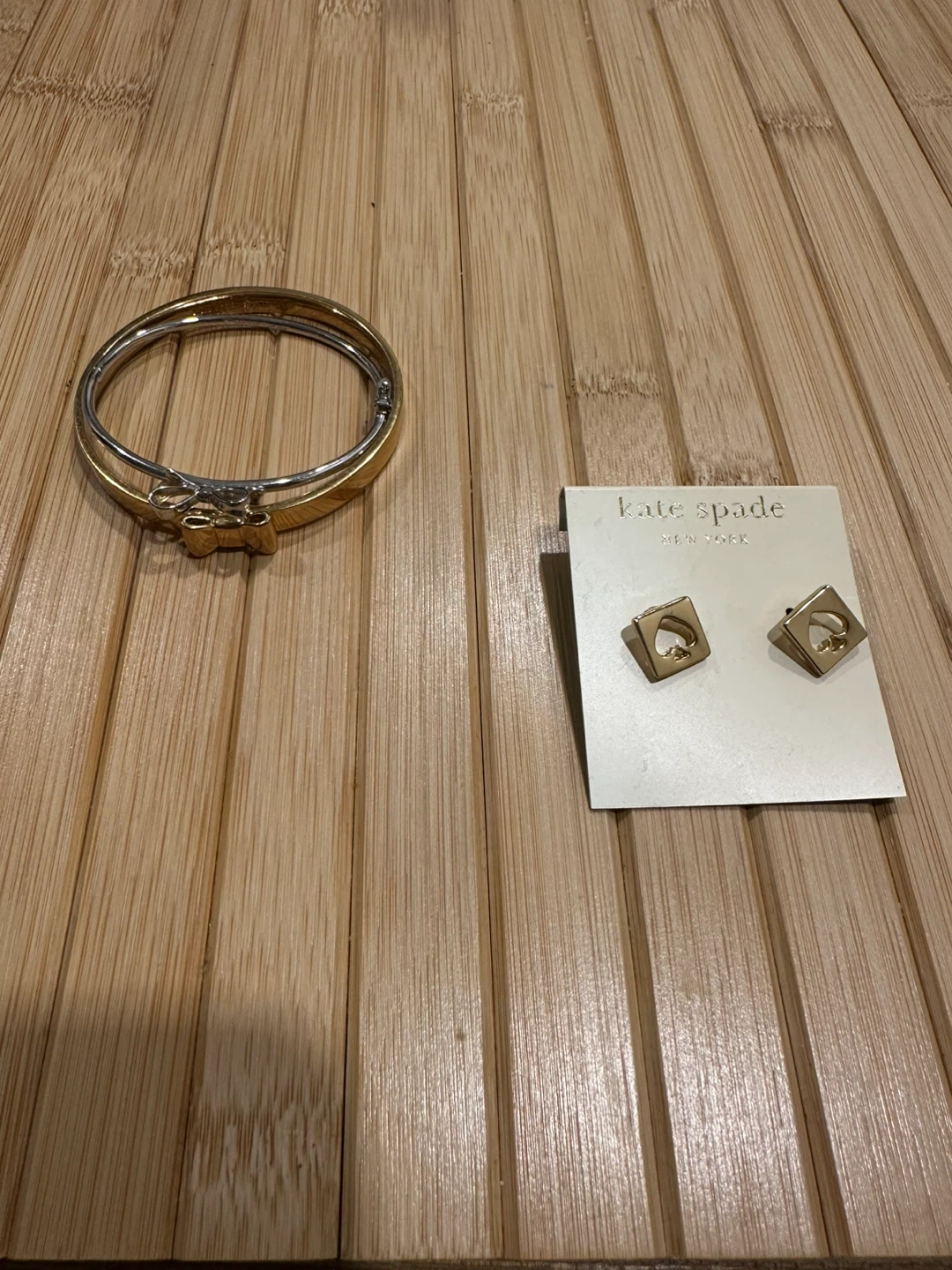 Kate Spade Square Stud Earrings & Bangle Set