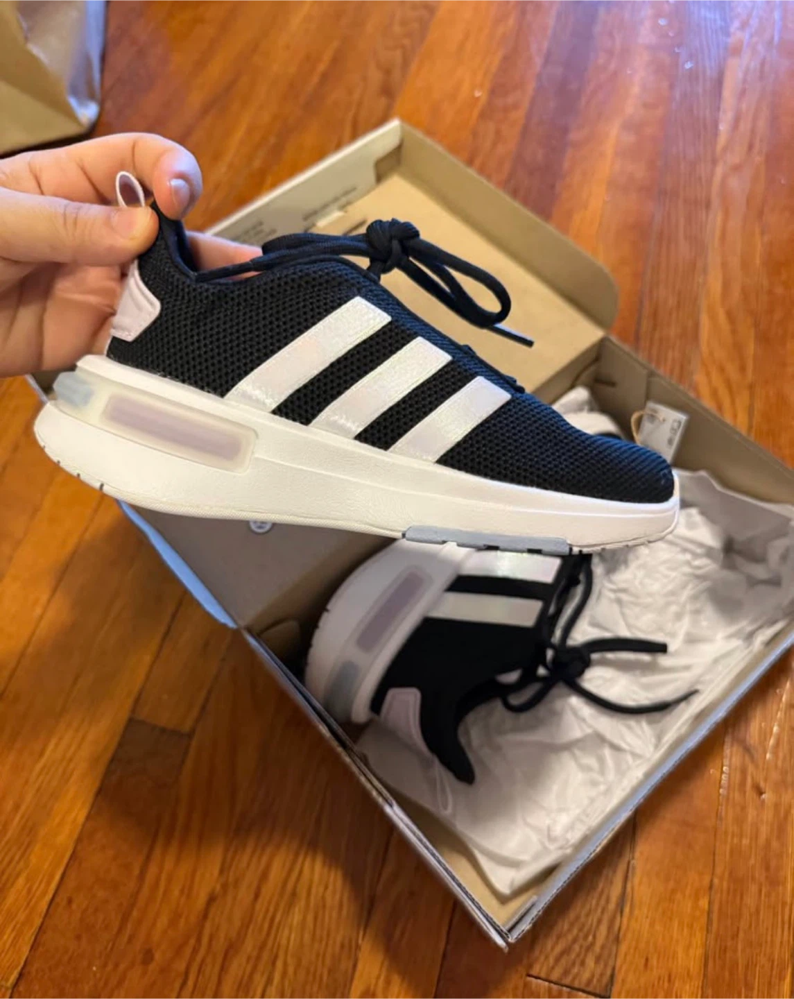 Adidas Racer TR23 K Black/White, Size 12.5 US Kids - New! - photo 2