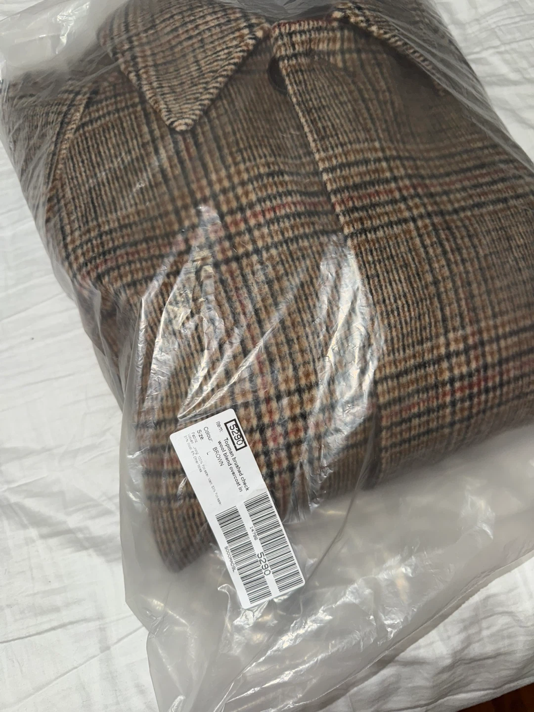Topman Brown Plaid Overcoat - Size L - photo 5