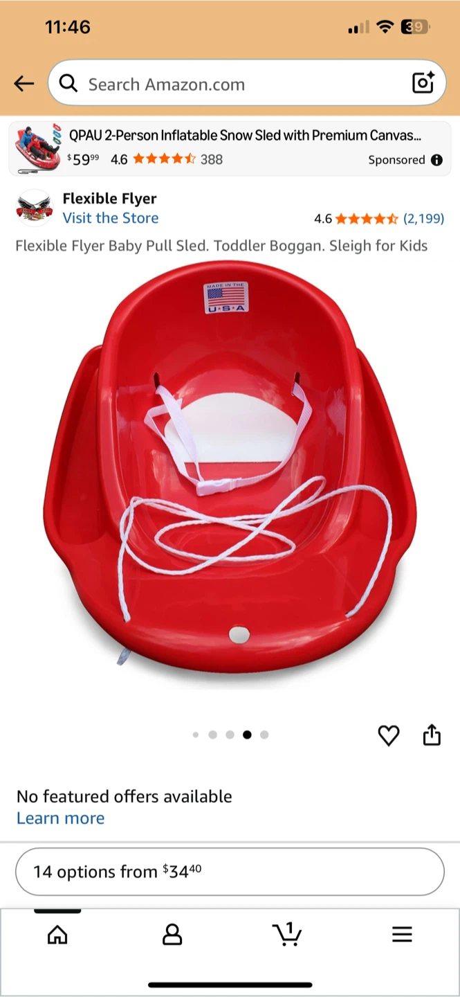 Flexible Flyer Baby Pull Sled - Toddler Boggan - photo 2