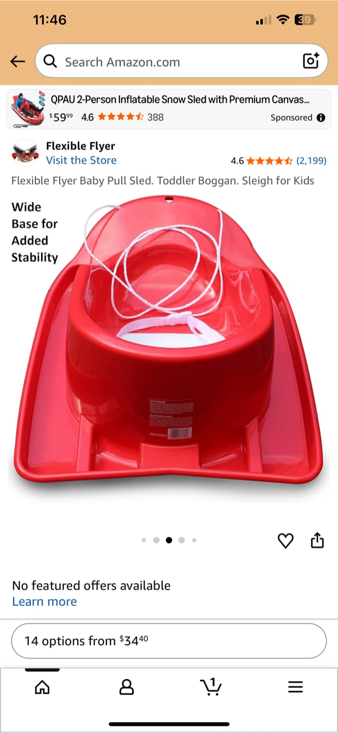 Flexible Flyer Baby Pull Sled - Toddler Boggan - photo 3