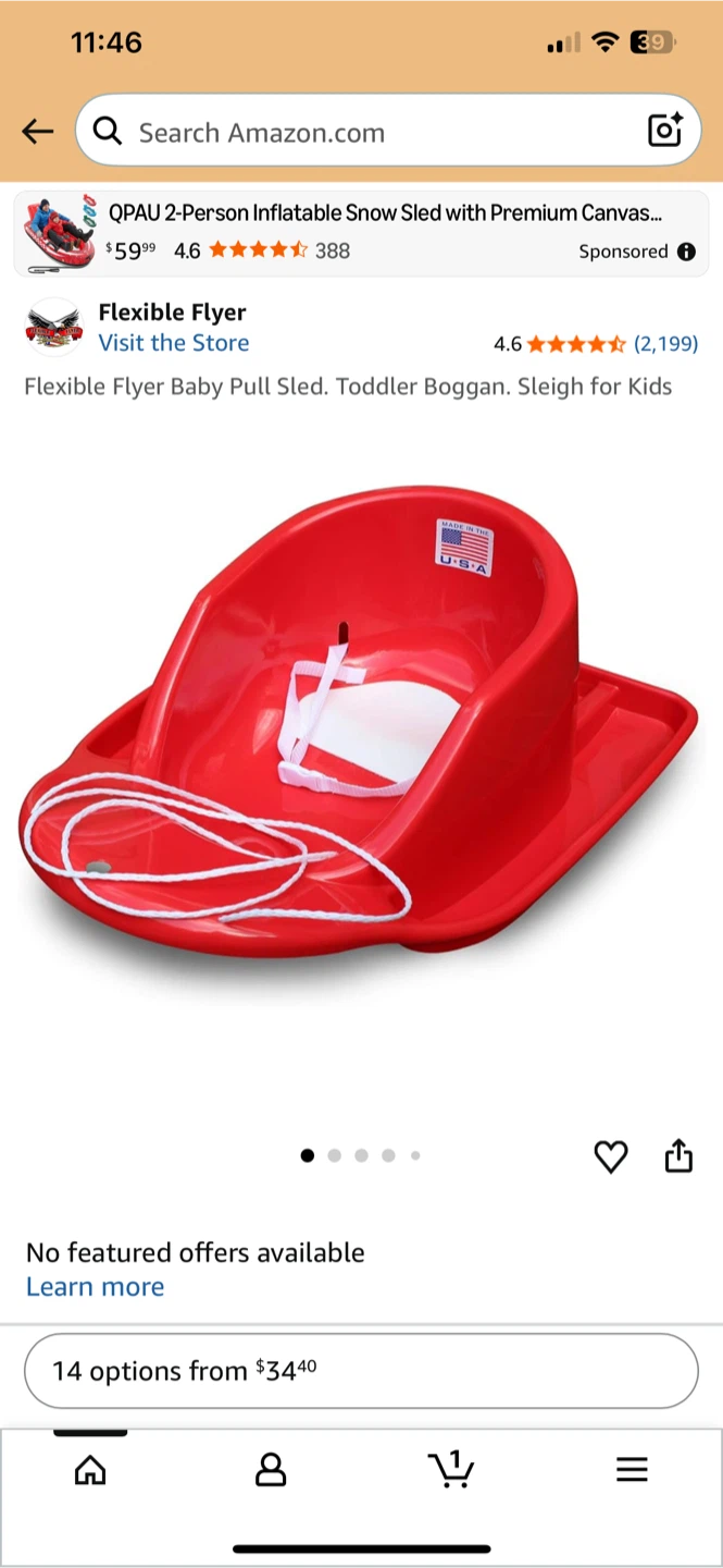 Flexible Flyer Baby Pull Sled - Toddler Boggan