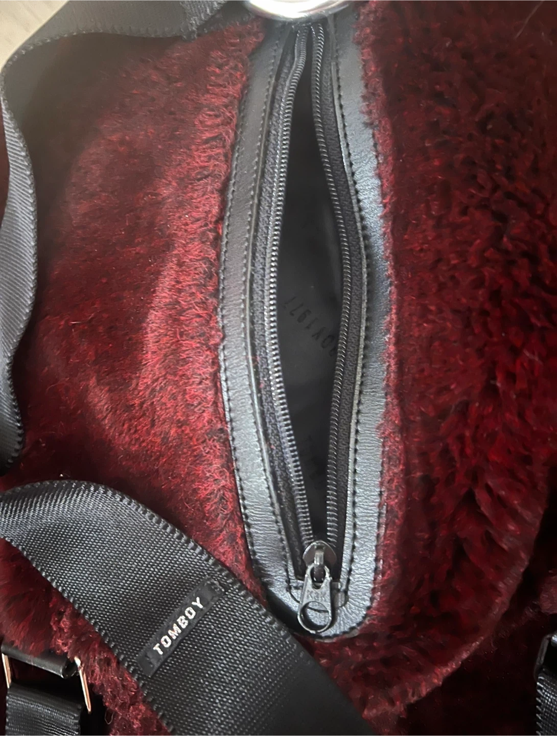 Burgundy Faux Fur Backpack - photo 4