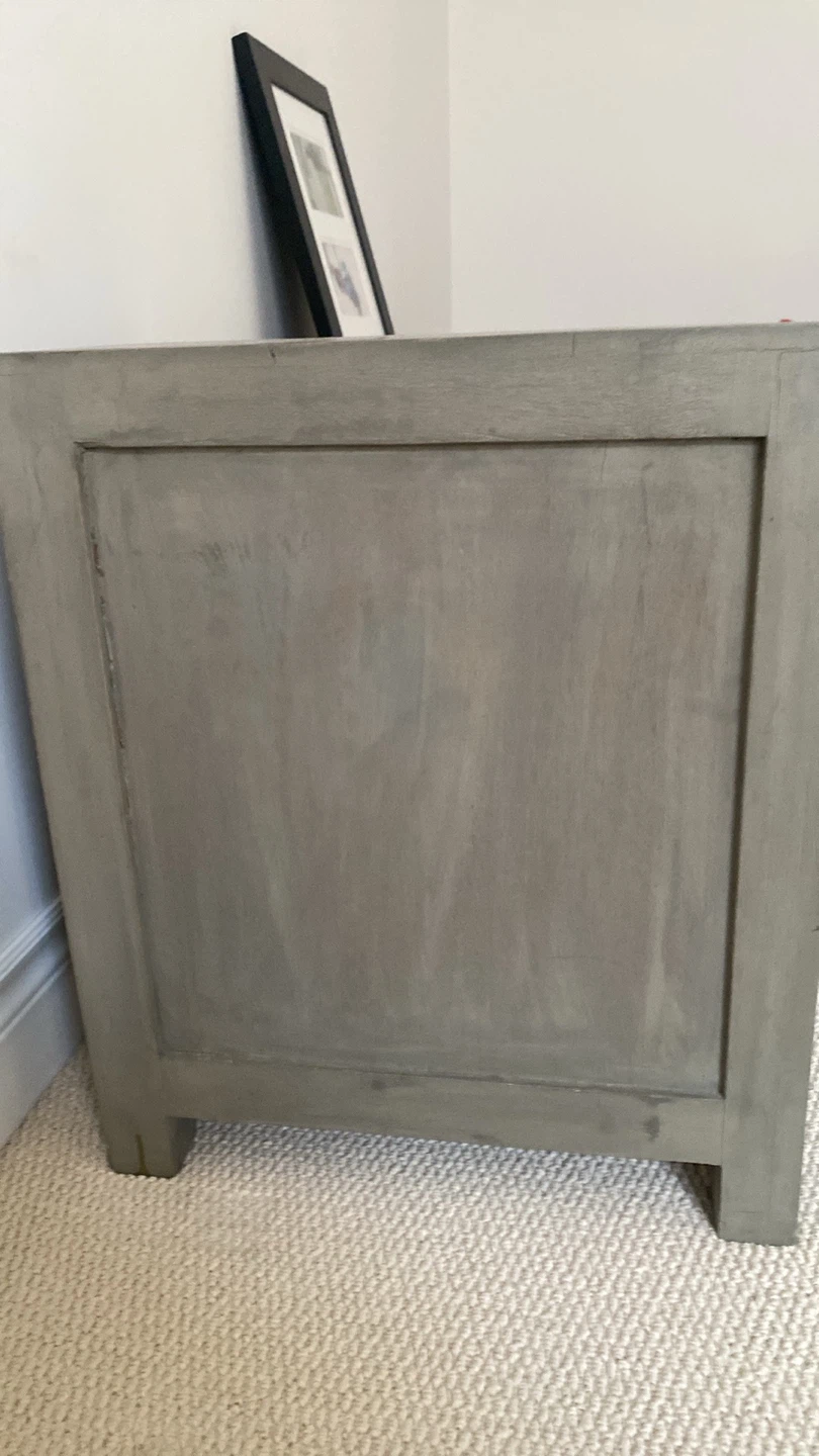 Grey Wooden 3-Drawer Bedside Table - photo 2