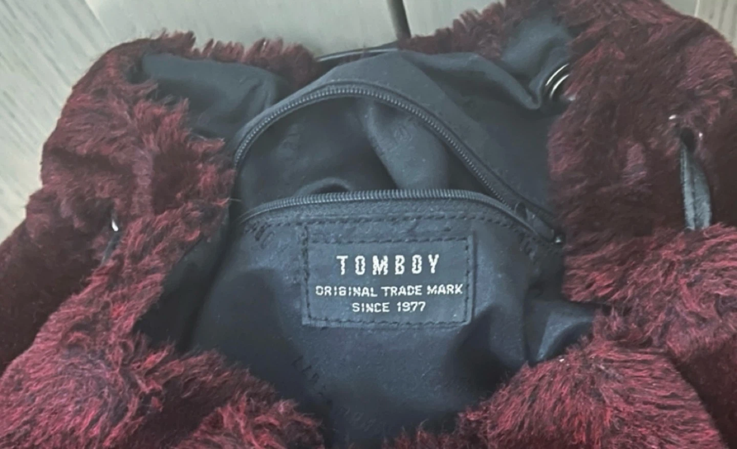Burgundy Faux Fur Backpack - photo 5
