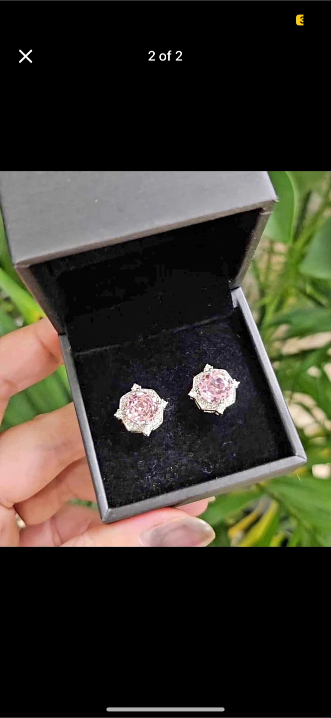 Pink Stone Earrings in Box