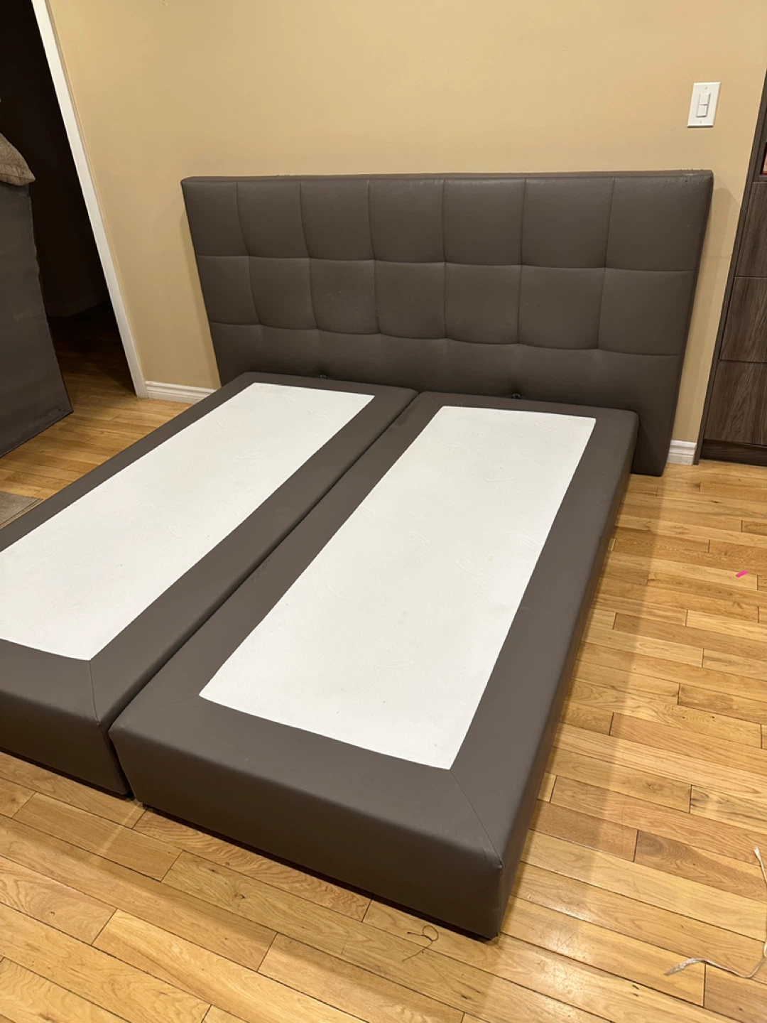 Grey European Queen Faux Leather Platform Bed (CAN DELIVER) - photo 3