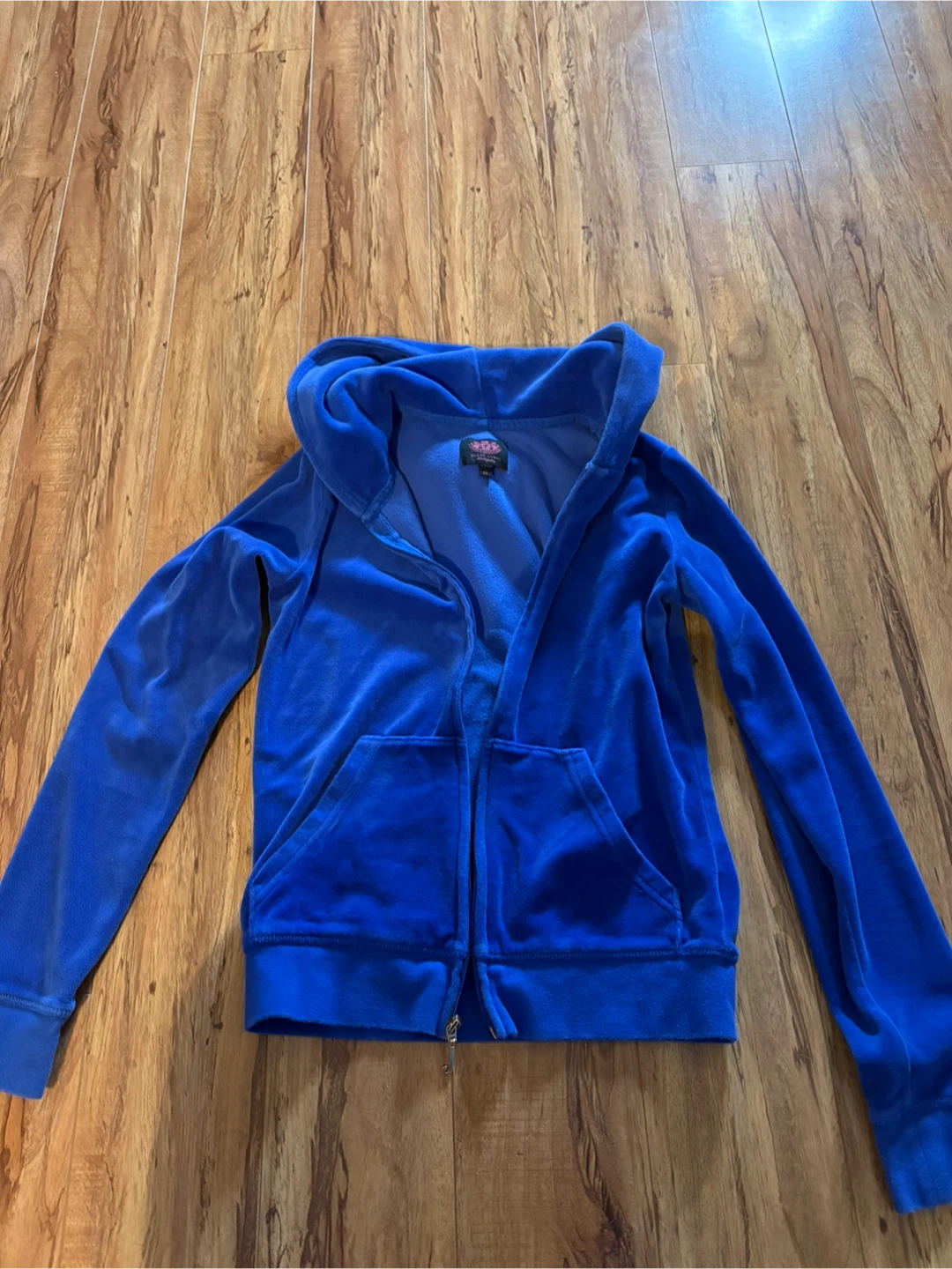 Juicy Couture Blue Velour Hoodie, Size 14
