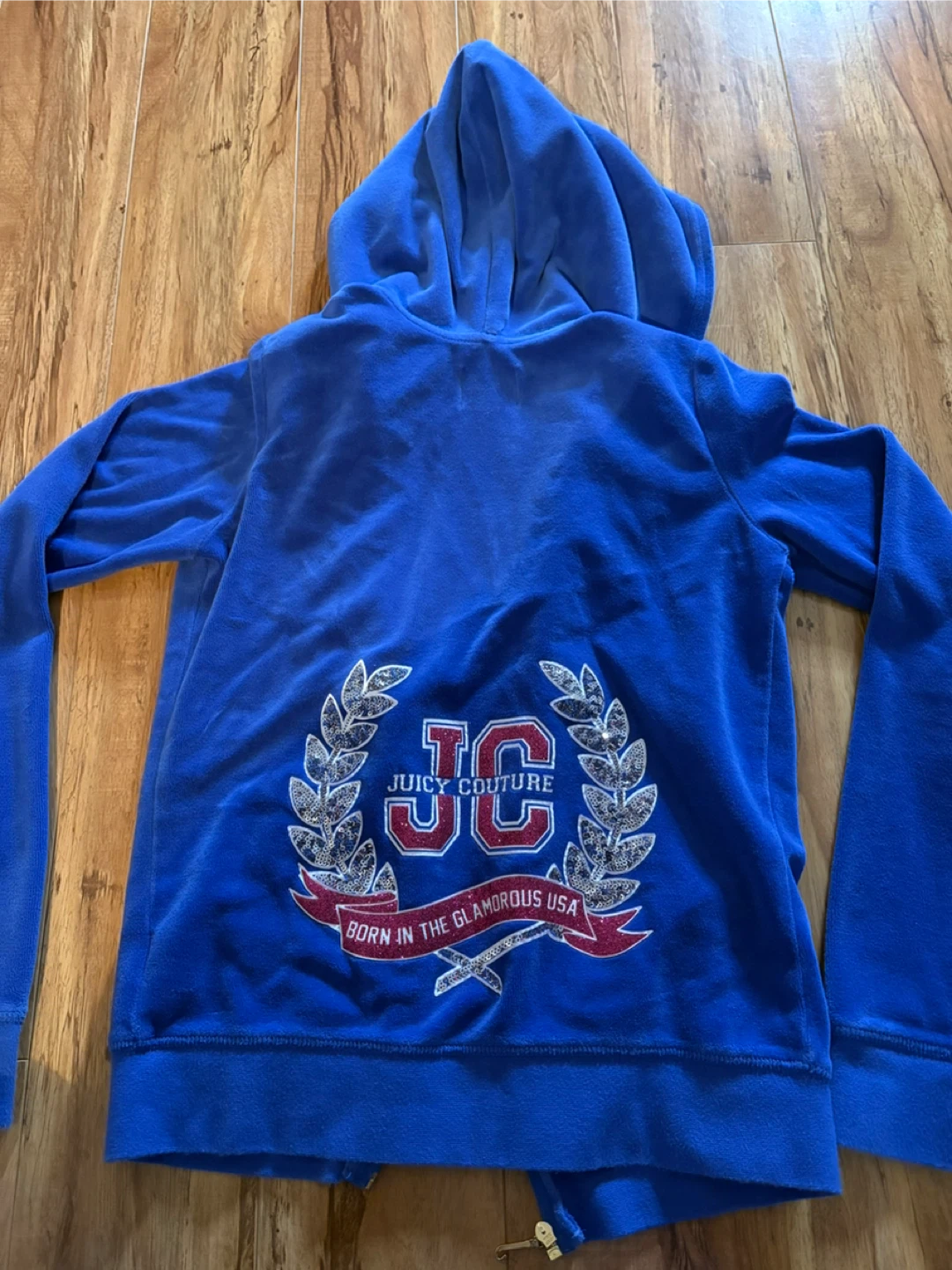 Juicy Couture Blue Velour Hoodie, Size 14 - photo 3
