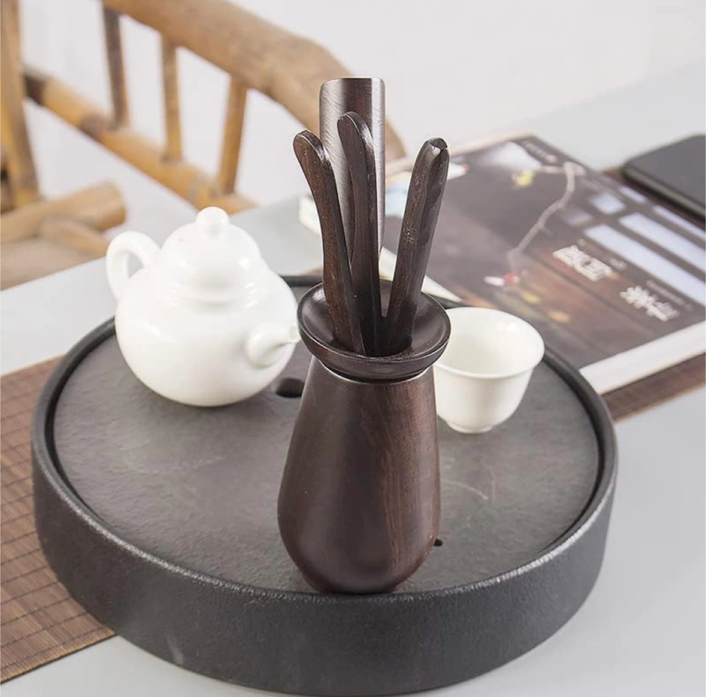 6-Piece Wooden Kong Fu Tea Set - photo 2