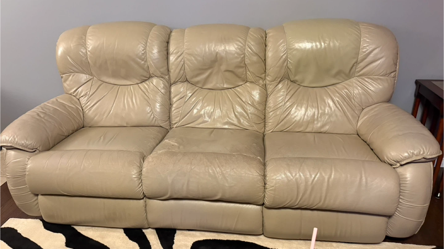 Lazy Boy Recliner Sofa Set - Beige Leather - photo 3