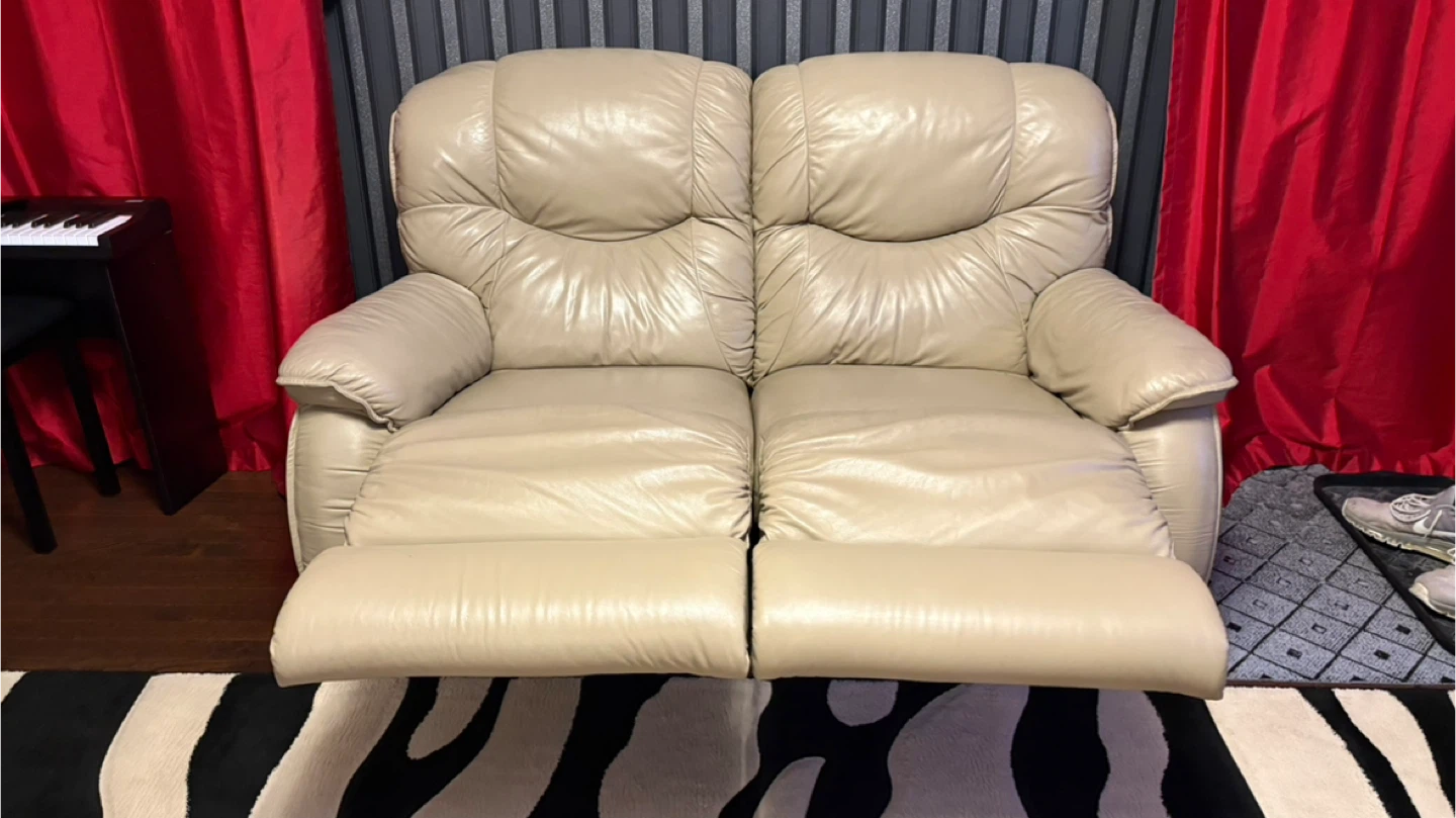 Lazy Boy Recliner Sofa Set - Beige Leather