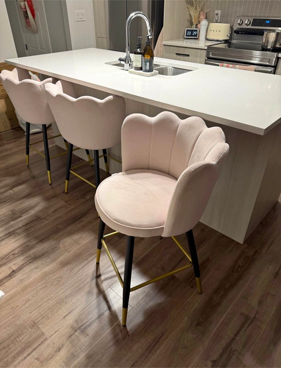 GGAHDSRH Pink Velvet Bar Stools (Set of 2) - photo 2