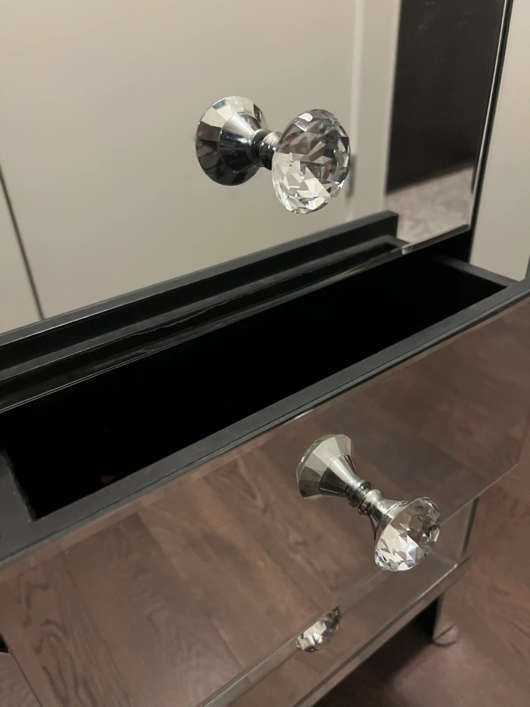Mirrored Nightstand with Crystal Knobs - photo 2
