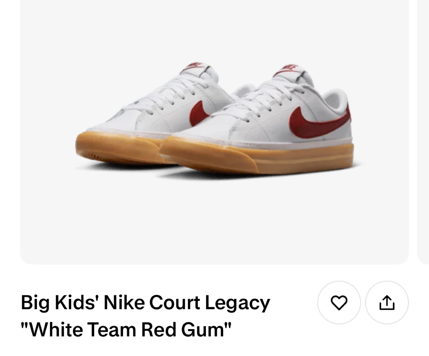 New Nike Court Legacy White/Red Gum Sneakers