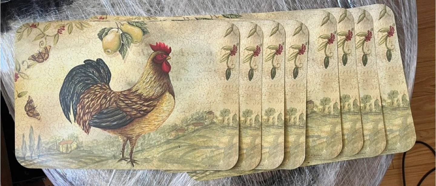 Rooster Kitchen Set: Potholders, Placemats, Towels, Pillow