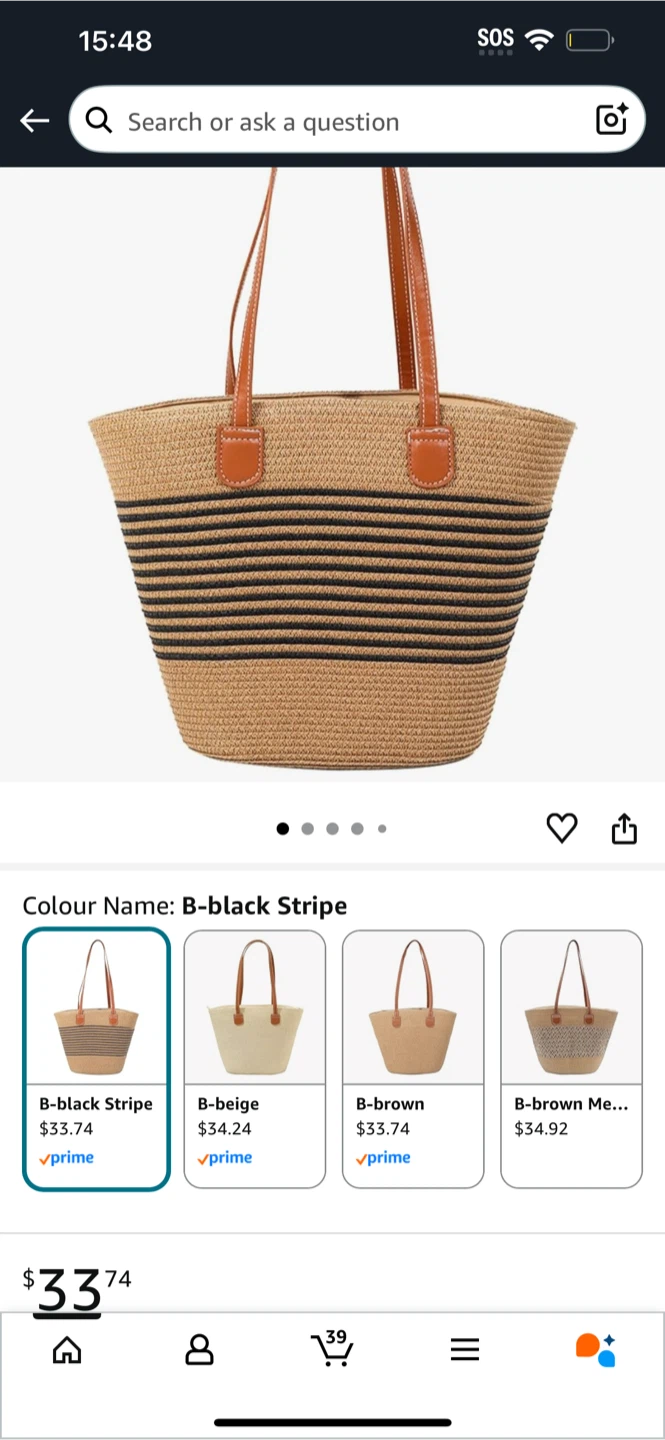 Sac fourre-tout rayé noir et beige