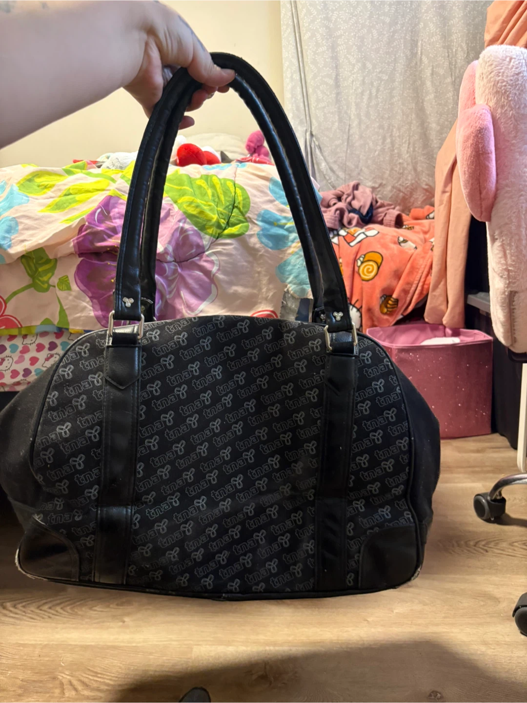 TNA Black Patterned Purse