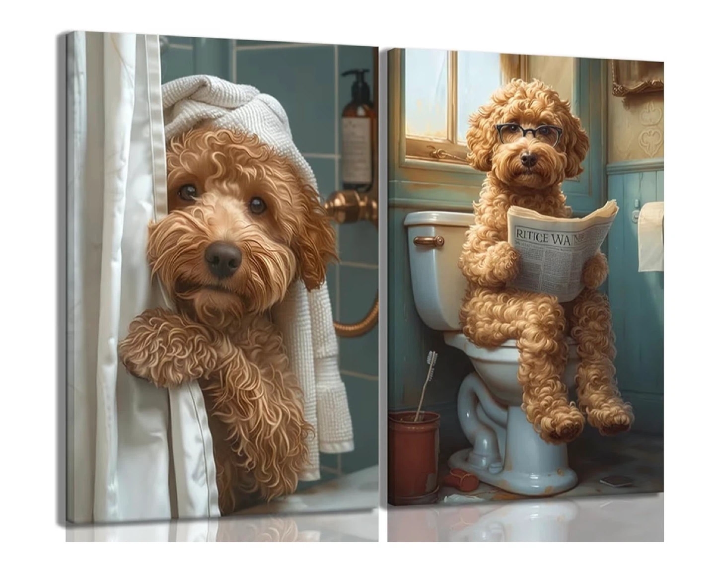 Dog-A Canvas Wall Art 24"x16" Set of 2
