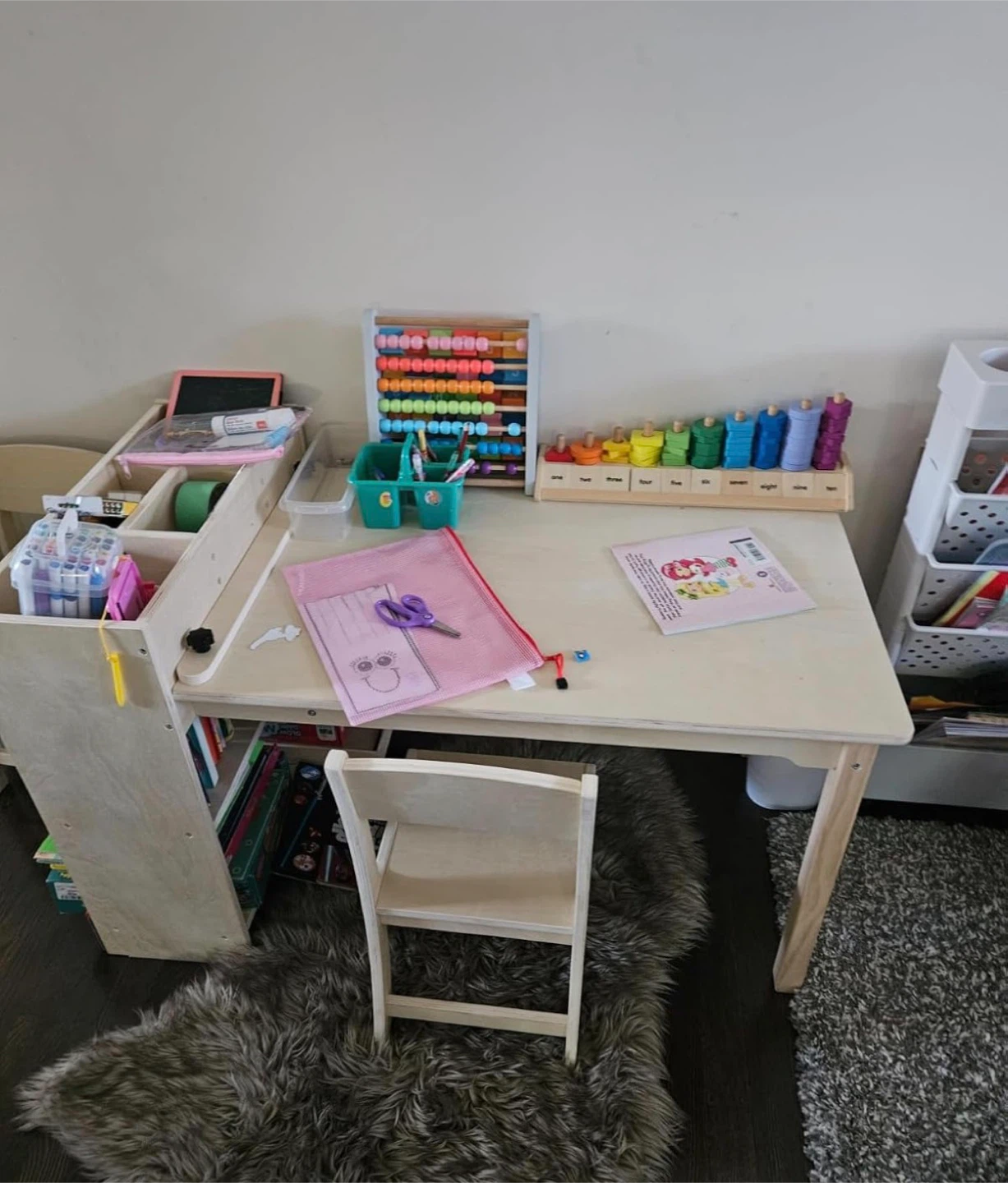 Kids Art Table with Storage and Chairs - photo 2