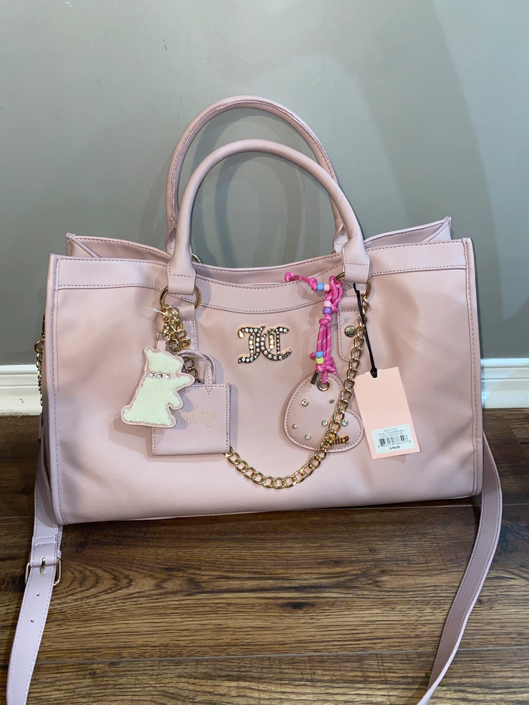 XL Juicy Couture Pink Tote Crossbody Bag