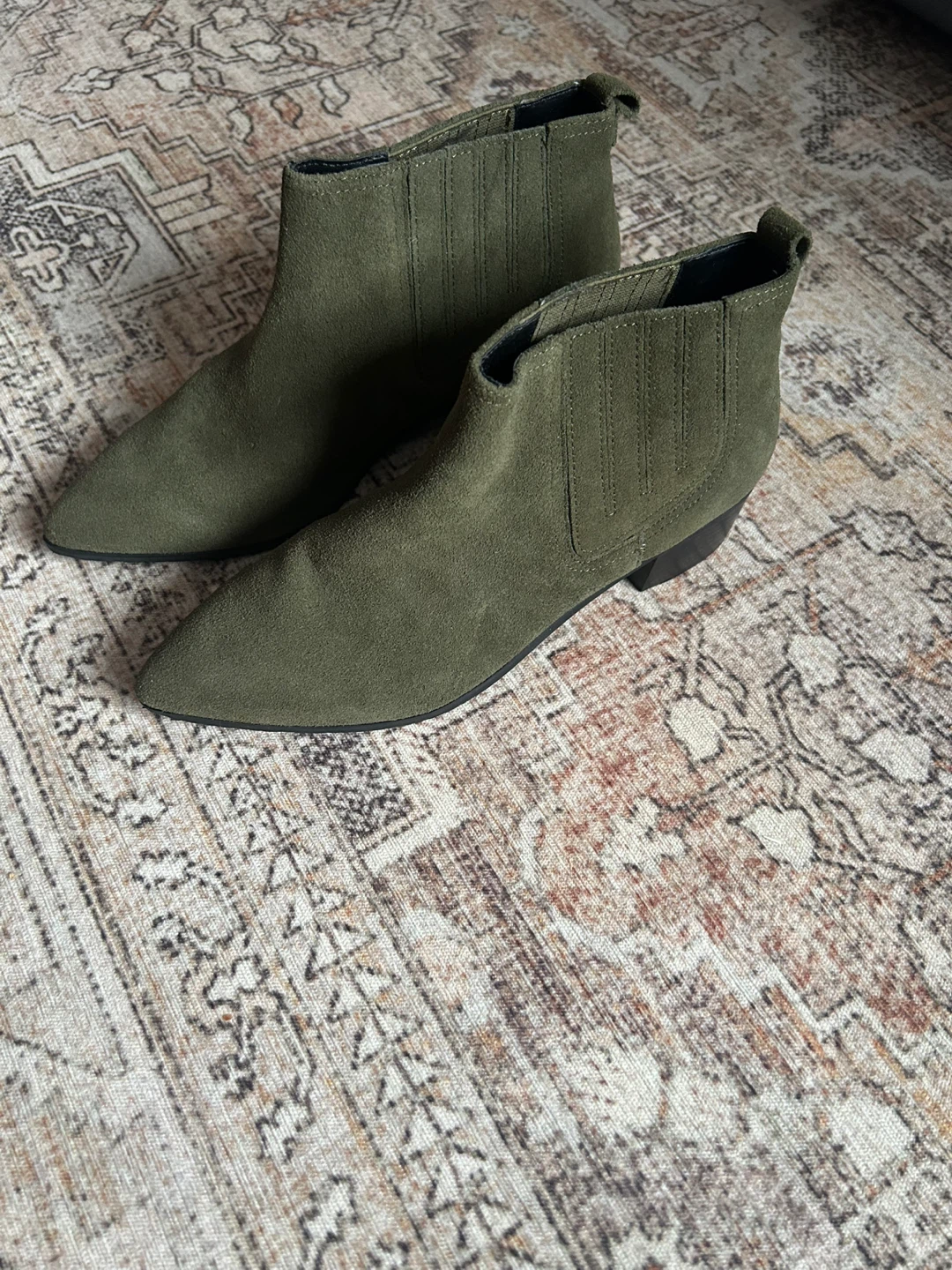 NYDJ Olive Green Suede Ankle Boots
